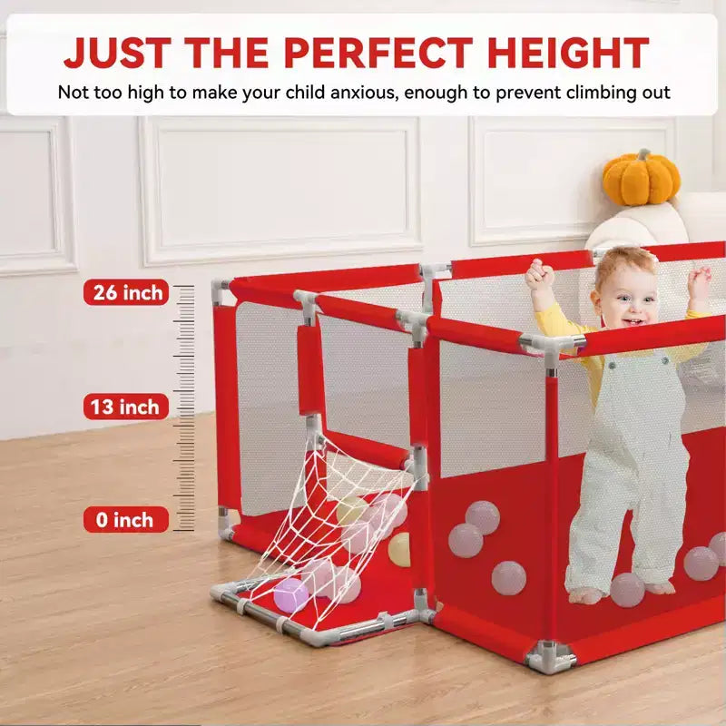 Box per neonati portatile 71x48 a 4 pannelli con canestro da basket