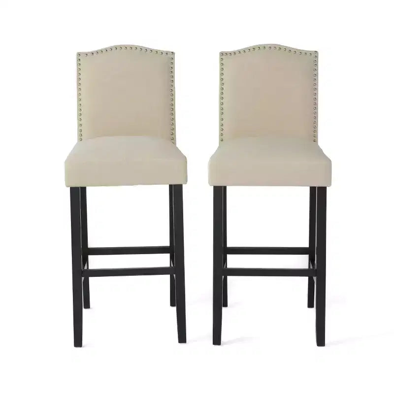 Sgabelli da Bar Imbottiti con Borchie Decorative e Schienale Curvo (Set di 2)