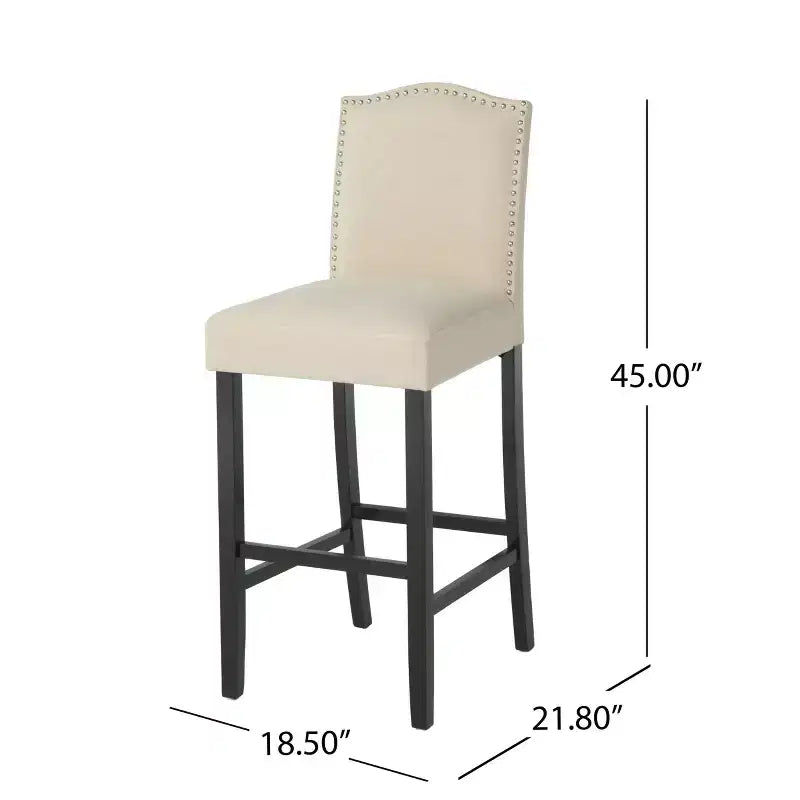 Sgabelli da Bar Imbottiti con Borchie Decorative e Schienale Curvo (Set di 2)