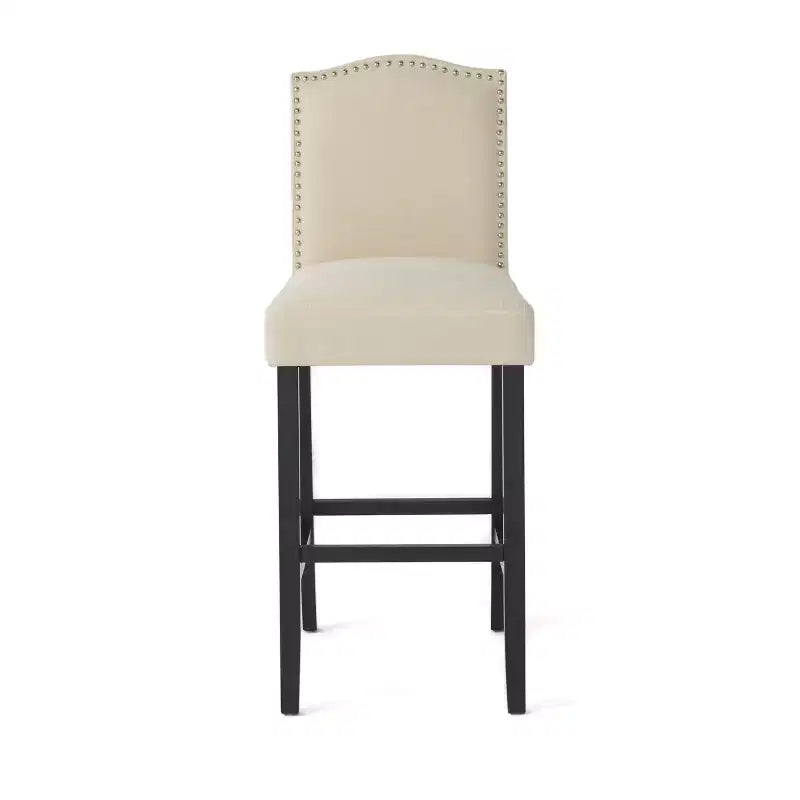 Sgabelli da Bar Imbottiti con Borchie Decorative e Schienale Curvo (Set di 2)
