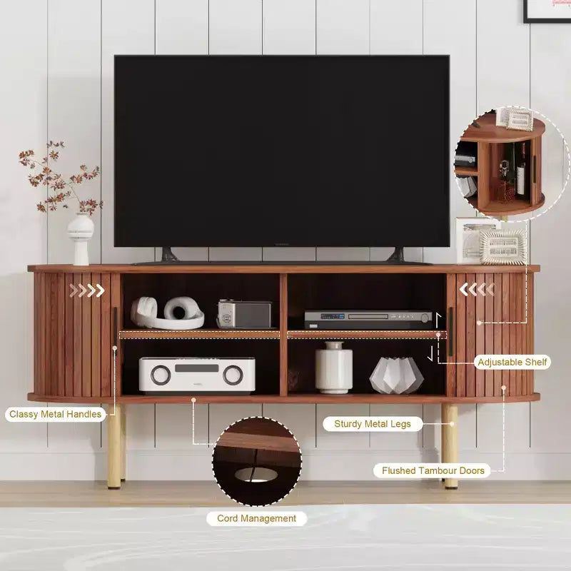 Mobile porta TV, console TV moderna con scomparto e anta scorrevole, mobile per l'intrattenimento da gaming con armadietto per soggiorno, camera da letto