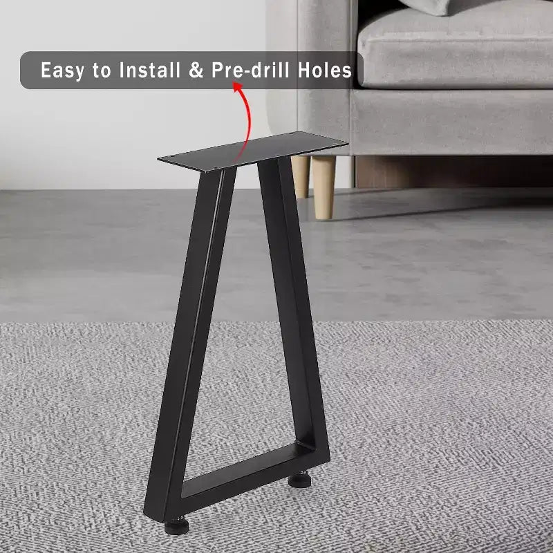 Set di 2 gambe da tavolo in metallo nero, gambe per mobili in stile industriale per tavoli da pranzo, tavolini da caffè, supporto durevole e moderno per casa e ufficio