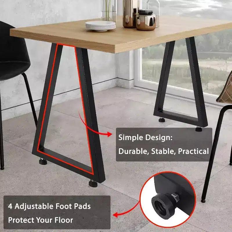 Set di 2 gambe da tavolo in metallo nero, gambe per mobili in stile industriale per tavoli da pranzo, tavolini da caffè, supporto durevole e moderno per casa e ufficio