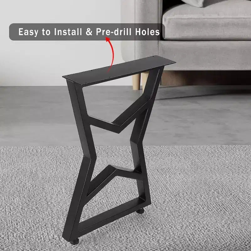 Set di 2 gambe da tavolo in metallo nero, gambe per mobili in stile industriale per tavoli da pranzo, tavolini da caffè, supporto durevole e moderno per casa e ufficio