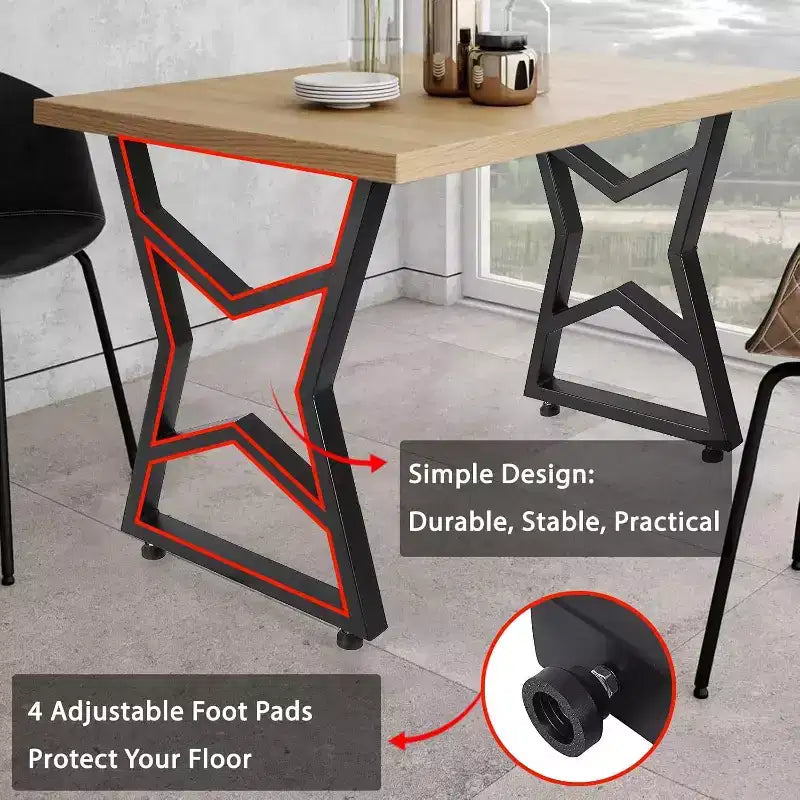 Set di 2 gambe da tavolo in metallo nero, gambe per mobili in stile industriale per tavoli da pranzo, tavolini da caffè, supporto durevole e moderno per casa e ufficio
