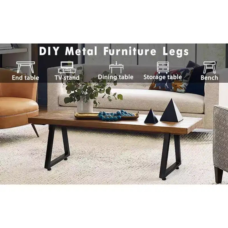 Set di 2 gambe da tavolo in metallo nero, gambe per mobili in stile industriale per tavoli da pranzo, tavolini da caffè, supporto durevole e moderno per casa e ufficio