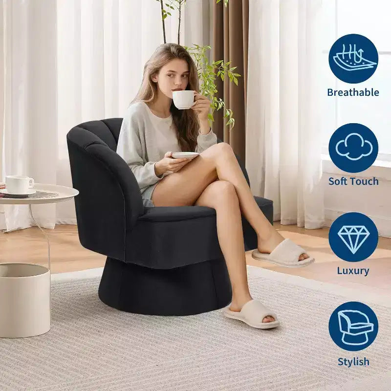 Poltrona girevole a 360° - Poltrona lounge in morbido velluto teddy