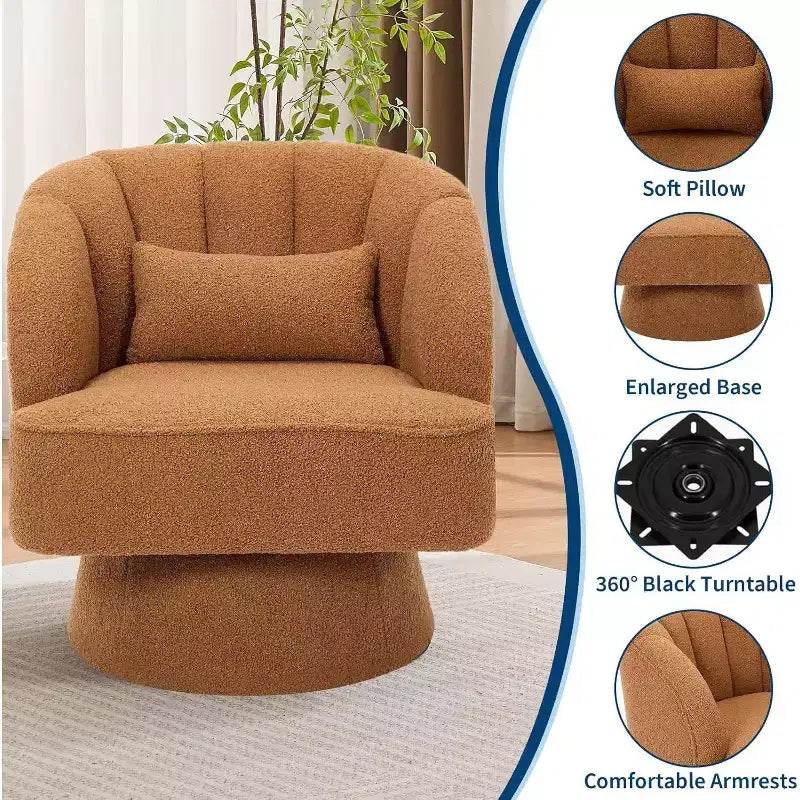Poltrona girevole a 360° - Poltrona lounge in morbido velluto teddy