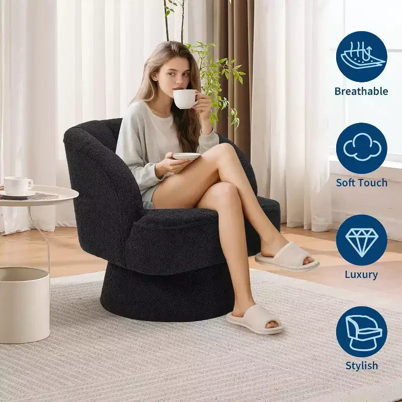 Poltrona girevole a 360° - Poltrona lounge in morbido velluto teddy