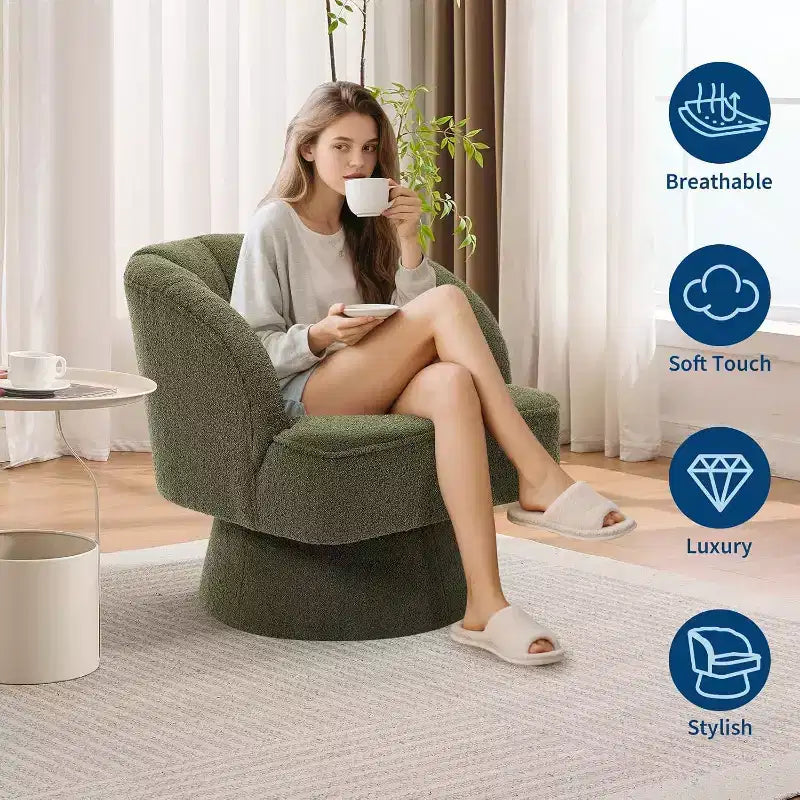 Poltrona girevole a 360° - Poltrona lounge in morbido velluto teddy