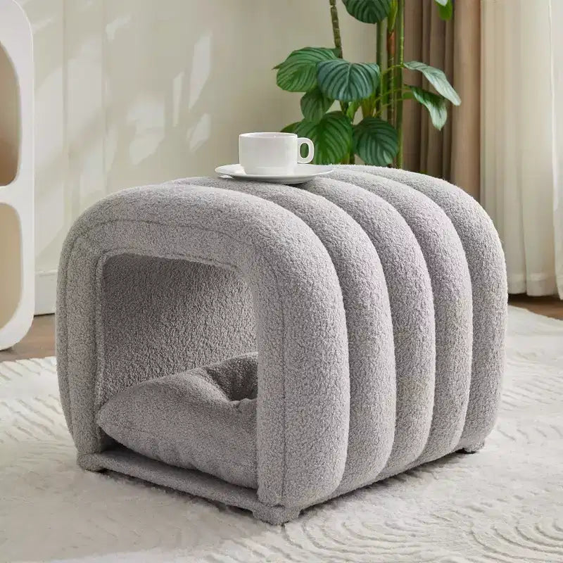 Poggiapiedi facili da collegare adatti agli animali domestici - Panca da letto 2 in 1 e tunnel gioco con 2 cuscini rimovibili