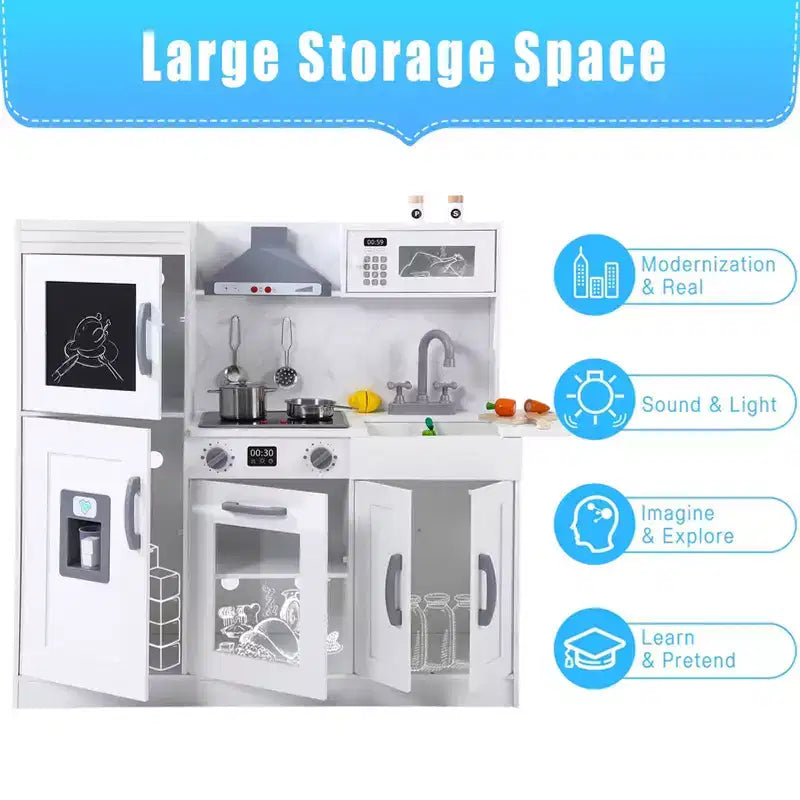 Cucina Giocattolo per Bambini, Set da Cucina in Legno con 20 Accessori per Utensili da Cucina, Set di Utensili da Cucina in Legno per Gioco di Imitazione
