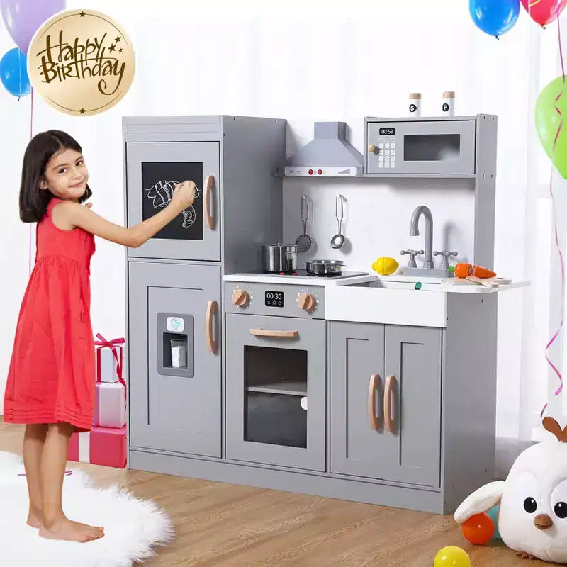 Cucina Giocattolo per Bambini, Set da Cucina in Legno con 20 Accessori per Utensili da Cucina, Set di Utensili da Cucina in Legno per Gioco di Imitazione