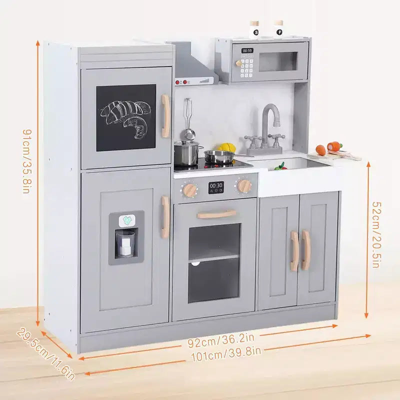 Cucina Giocattolo per Bambini, Set da Cucina in Legno con 20 Accessori per Utensili da Cucina, Set di Utensili da Cucina in Legno per Gioco di Imitazione