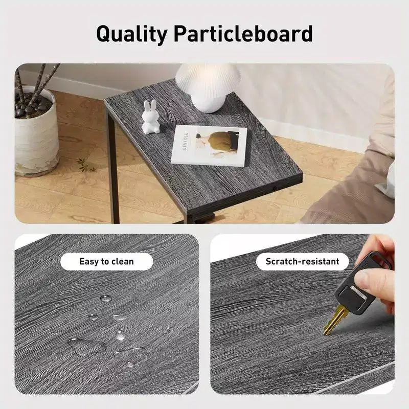 Tavolino a C, alto 68,5 cm, Tavolino da caffè, divano, laptop, TV, snack con struttura in metallo