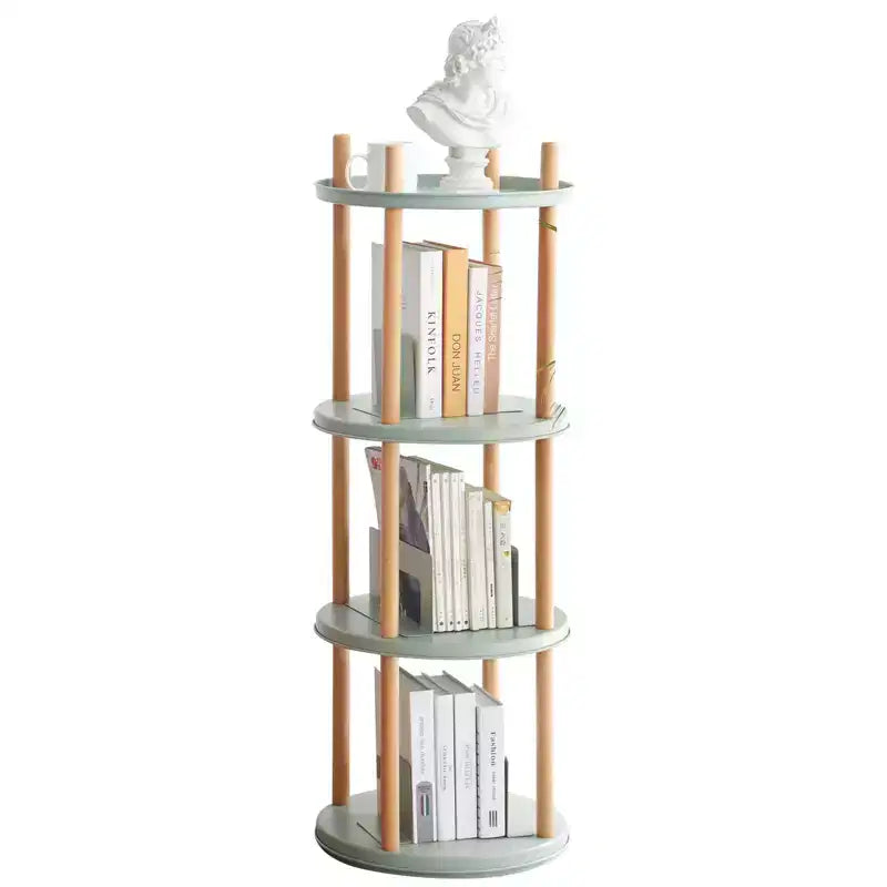 Libreria Girevole a 360° a 4 Ripiani, Scaffale Multifunzionale Compatto per Soggiorno Camera da Letto Studio Cucina