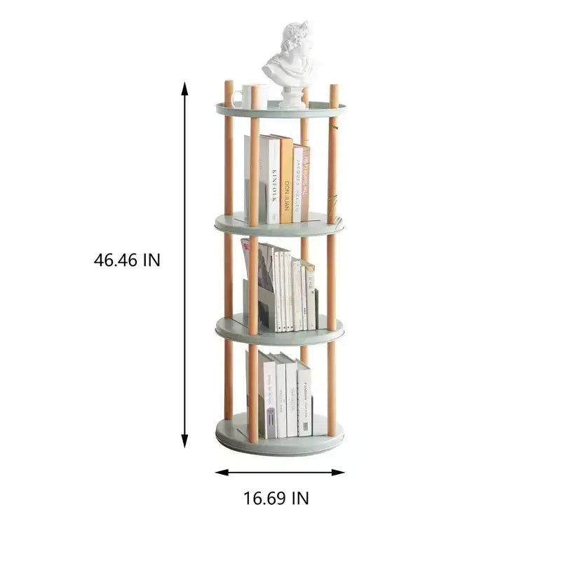 Libreria Girevole a 360° a 4 Ripiani, Scaffale Multifunzionale Compatto per Soggiorno Camera da Letto Studio Cucina
