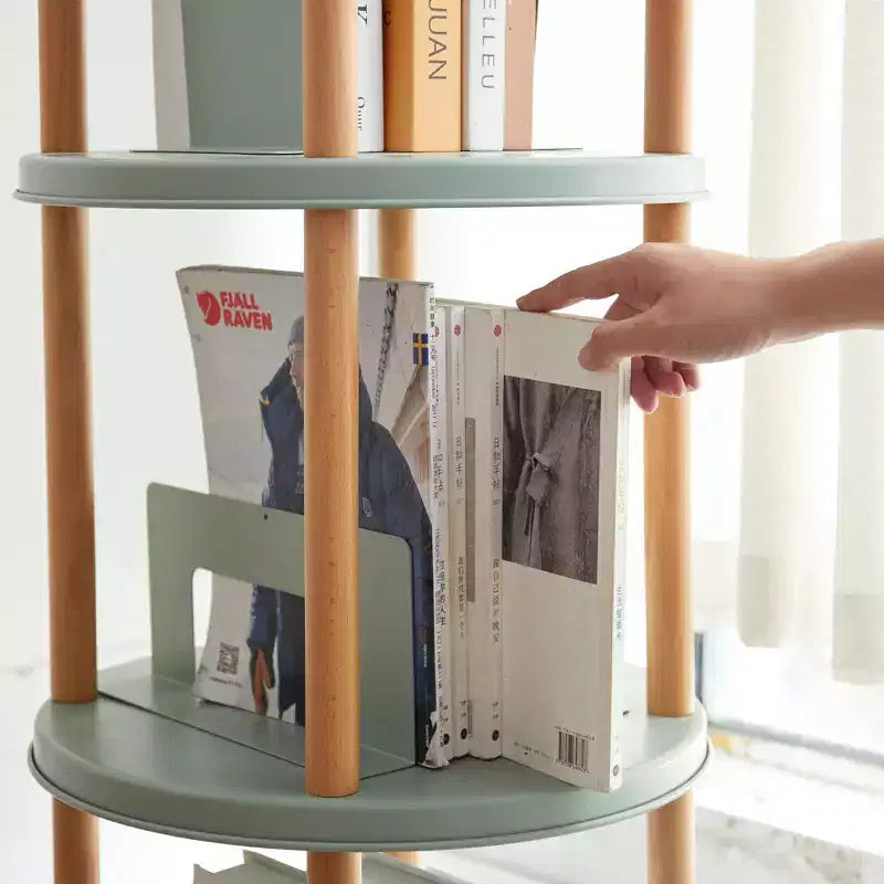 Libreria Girevole a 360° a 4 Ripiani, Scaffale Multifunzionale Compatto per Soggiorno Camera da Letto Studio Cucina