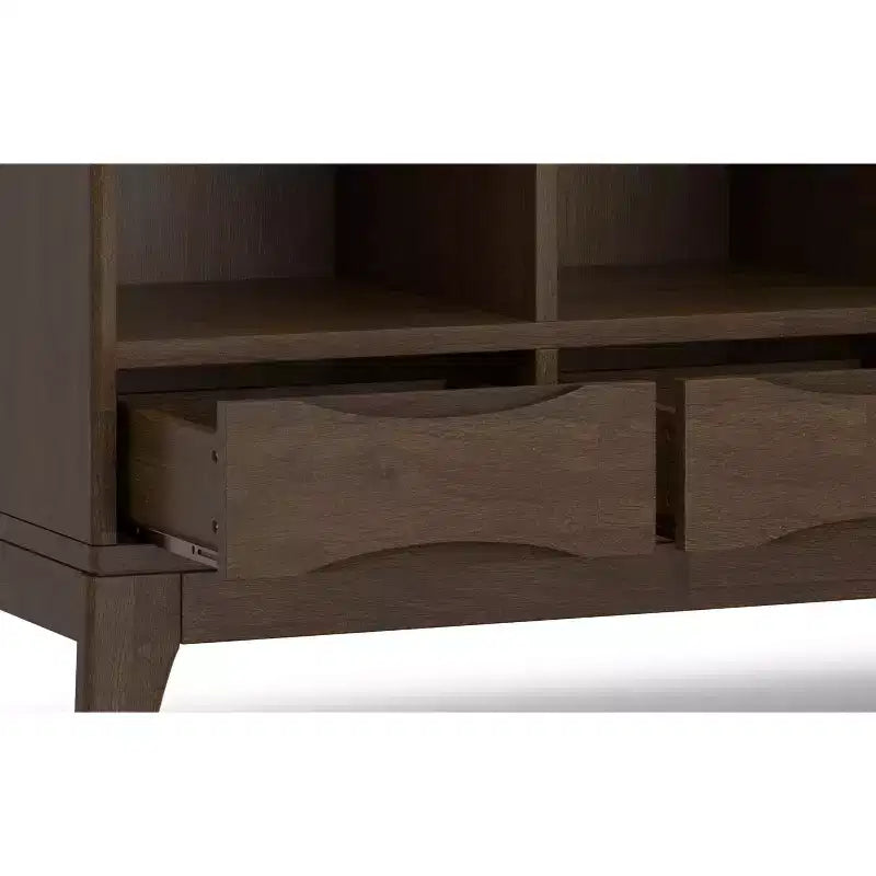 LEGNO MASSELLO 43 pollici x 42 pollici Mobile Contenitore Basso Mid-Century Moderno a 6 Cubi con Cassetti in Marrone Noce
