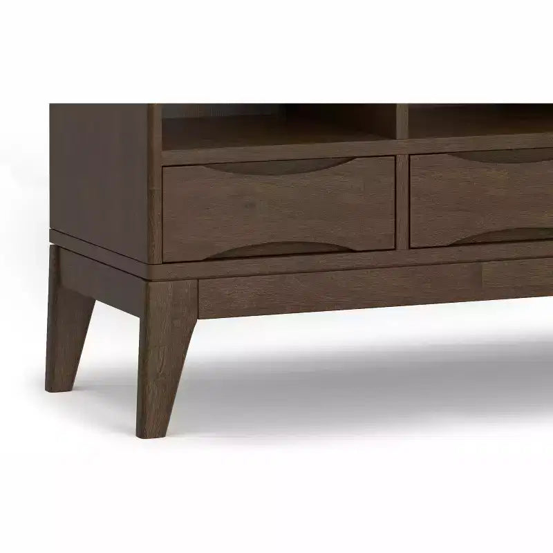 LEGNO MASSELLO 43 pollici x 42 pollici Mobile Contenitore Basso Mid-Century Moderno a 6 Cubi con Cassetti in Marrone Noce