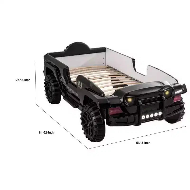 Letto singolo Royal Hampton SUV con luci ed effetti sonori, in similpelle nera