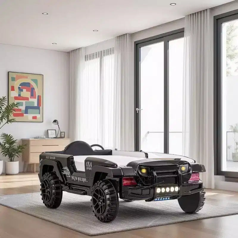 Letto singolo Royal Hampton SUV con luci ed effetti sonori, in similpelle nera
