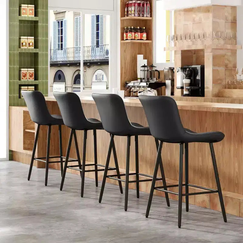 Set di 2 sedie da pranzo in similpelle con gambe in metallo, sedie da cucina e sala da pranzo nere