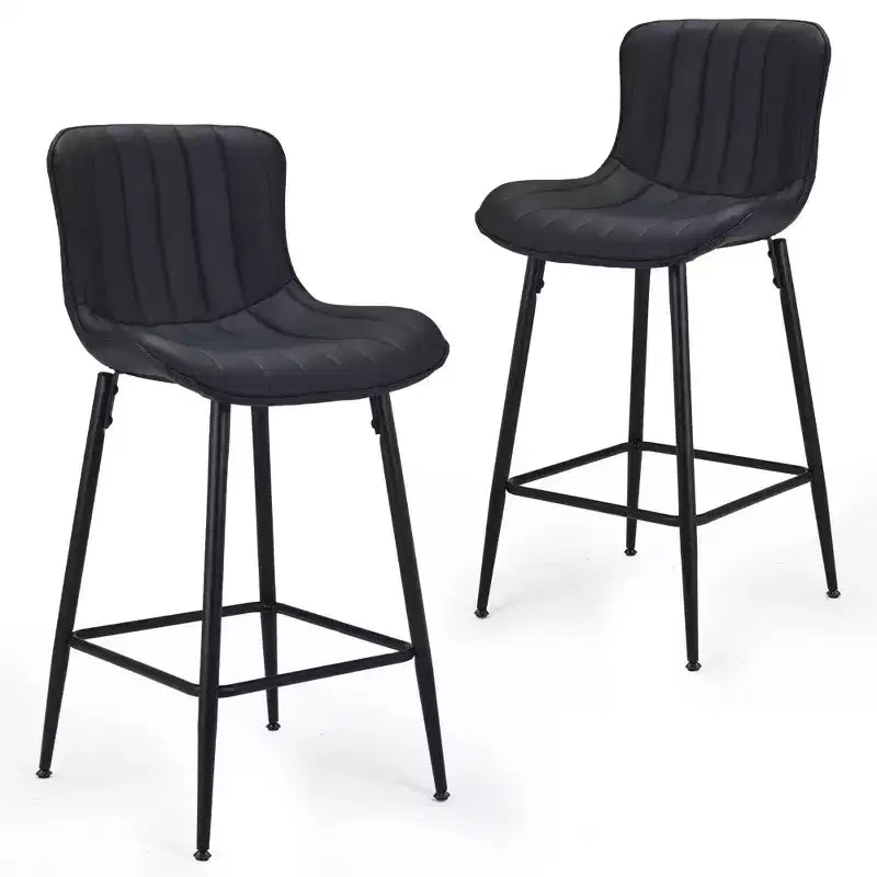Set di 2 sedie da pranzo in similpelle con gambe in metallo, sedie da cucina e sala da pranzo nere