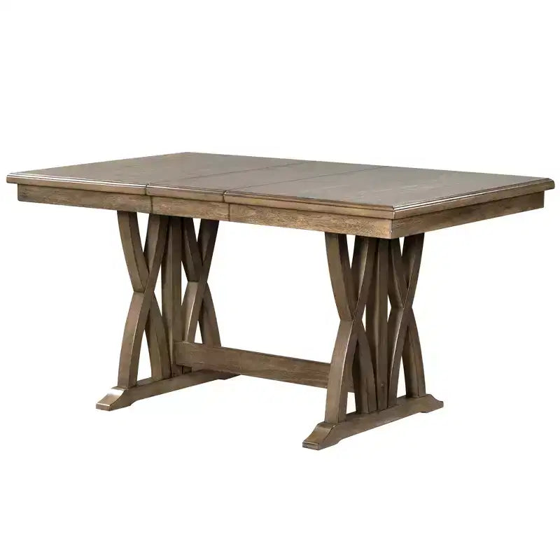Set da Pranzo Allungabile da 7 Pezzi per 6 Persone, Tavolo da Cucina Stile Fattoria con 6 Sedie Imbottite per Sala da Pranzo, Grigio