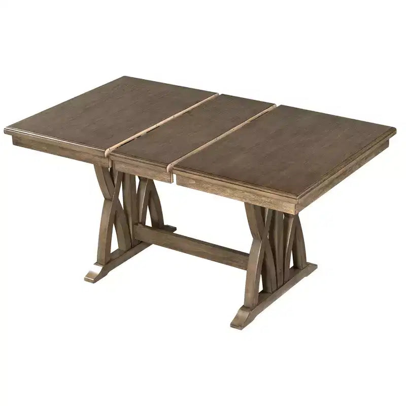 Set da Pranzo Allungabile da 7 Pezzi per 6 Persone, Tavolo da Cucina Stile Fattoria con 6 Sedie Imbottite per Sala da Pranzo, Grigio