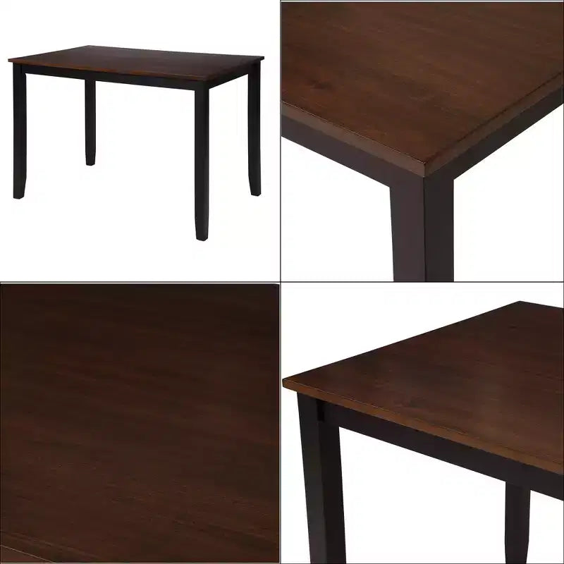 Set da pranzo 5 pezzi per 4 persone, tavolo da cucina rettangolare in legno con 4 sedie, set da pranzo stile rustico per cucina