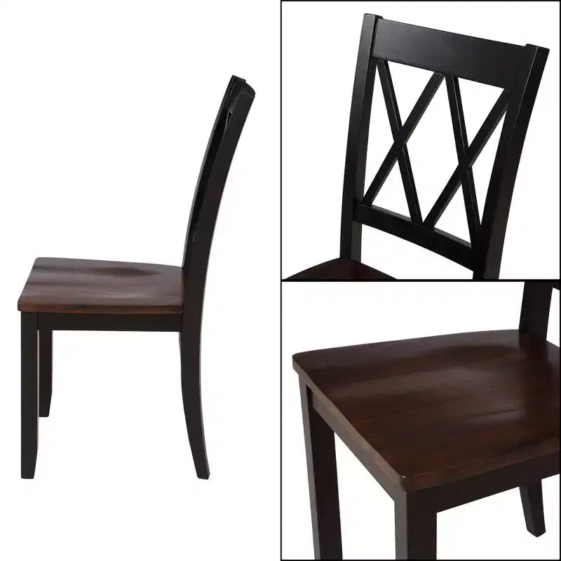 Set da pranzo 5 pezzi per 4 persone, tavolo da cucina rettangolare in legno con 4 sedie, set da pranzo stile rustico per cucina