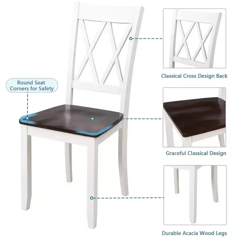 Set da pranzo 5 pezzi per 4 persone, tavolo da cucina rettangolare in legno con 4 sedie, set da pranzo stile rustico per cucina