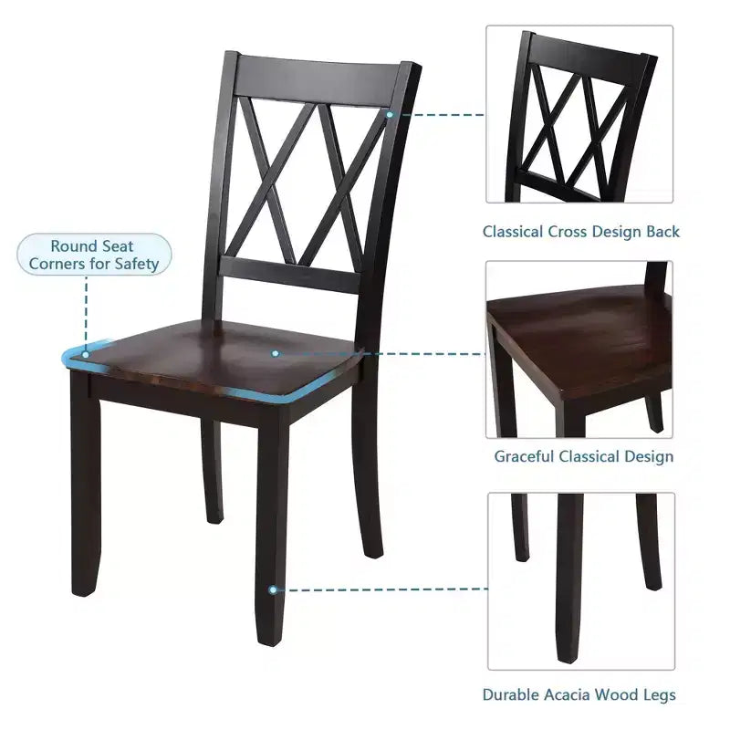 Set da pranzo 5 pezzi per 4 persone, tavolo da cucina rettangolare in legno con 4 sedie, set da pranzo stile rustico per cucina