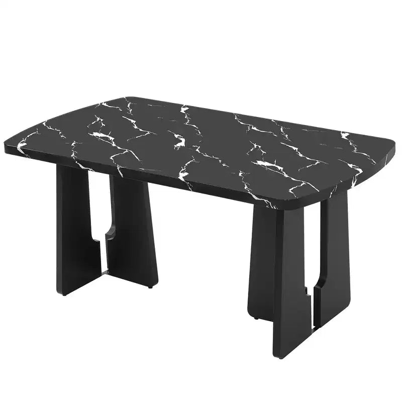 Set da Tavolo da Pranzo per 6 in Finto Marmo, Tavolo da Pranzo Rettangolare da 6 Pezzi con 4 Sedie Imbottite e 1 Panca per Sala da Pranzo