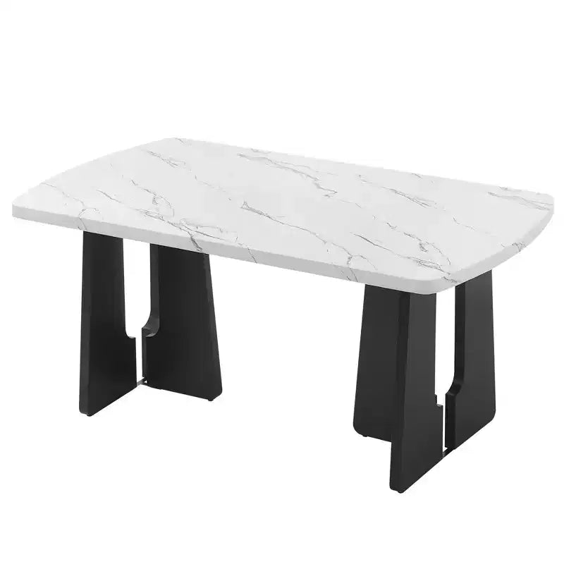 Set da Tavolo da Pranzo per 6 in Finto Marmo, Tavolo da Pranzo Rettangolare da 6 Pezzi con 4 Sedie Imbottite e 1 Panca per Sala da Pranzo