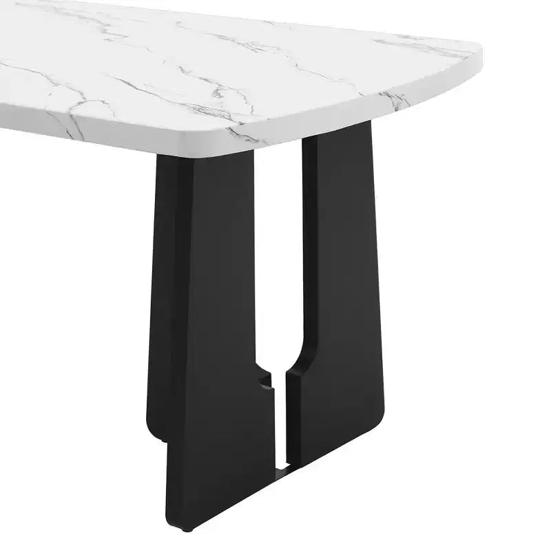 Set da Tavolo da Pranzo per 6 in Finto Marmo, Tavolo da Pranzo Rettangolare da 6 Pezzi con 4 Sedie Imbottite e 1 Panca per Sala da Pranzo