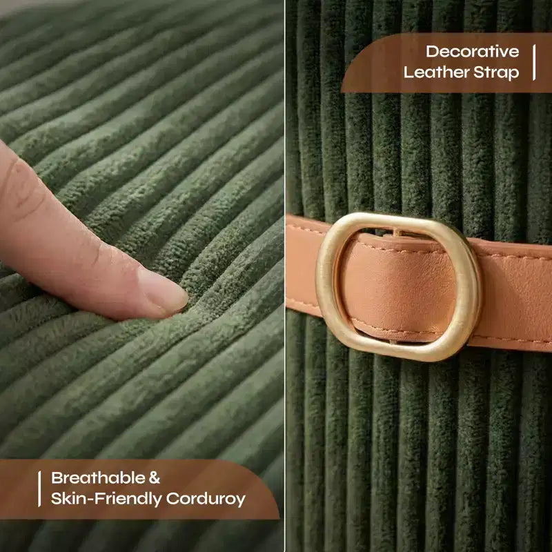 Pouf rotondo con contenitore set da 2, Pouf tavolino, Sgabello da trucco in velluto a coste per camera da letto, Poggiapiedi per soggiorno