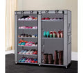 6-Row 2-Line 12 Lattices Non-woven Fabric Shoe Rack Gray