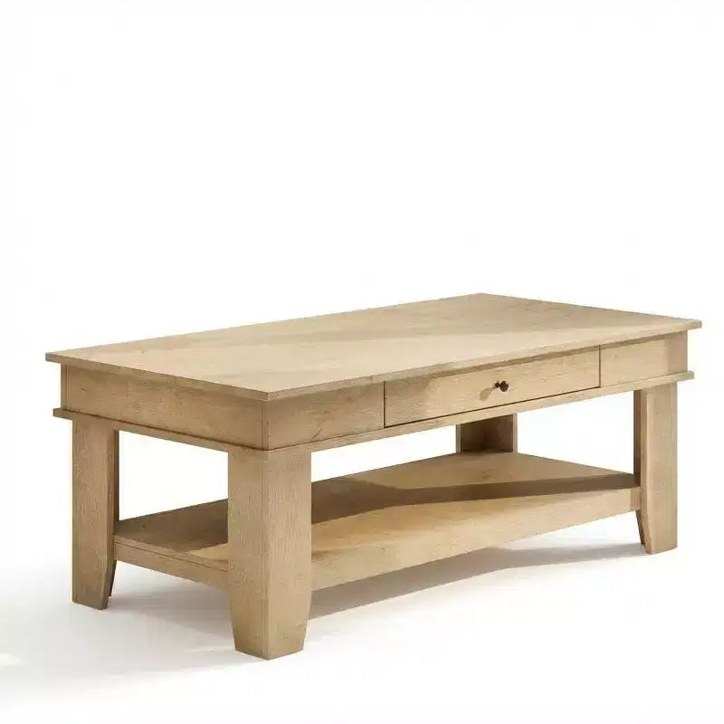 Tavolino da caffè rustico da 120 cm con capacità di 136 kg, con cassetto e ripiano, perfetto per il soggiorno (confezione da 1)