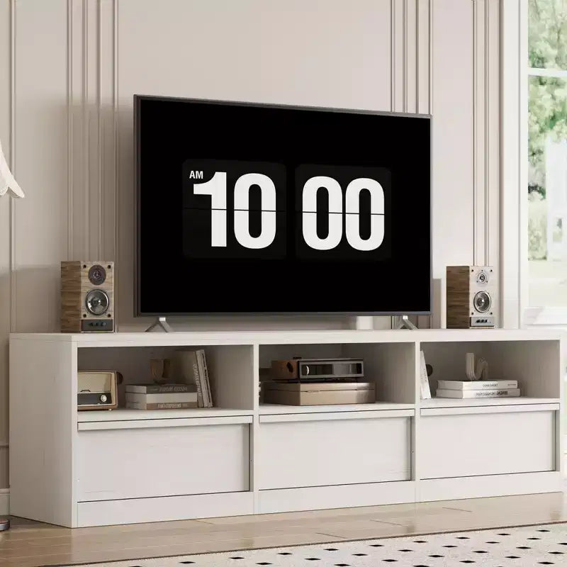 Mobile Porta TV Moderno Metà Secolo da 70 Pollici - Ampia Console Multimediale per TV fino a 80 Pollici, con Ripiani Aperti, Centro Intrattenimento per Soggiorno/Camera da Letto