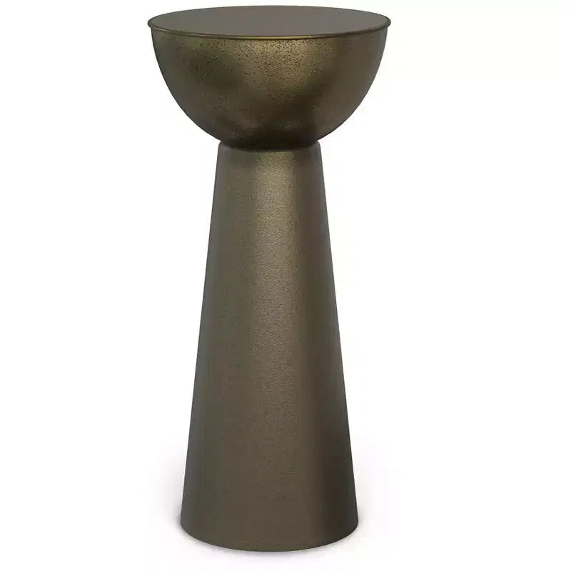 Tavolino laterale in metallo stile moderno contemporaneo, largo 30 cm, oro antico, completamente assemblato