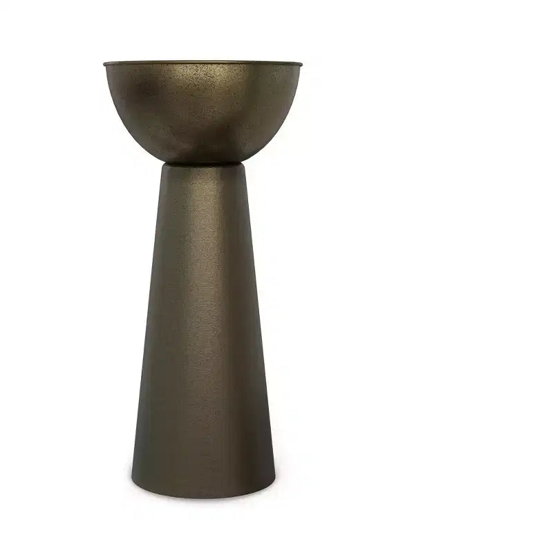 Tavolino laterale in metallo stile moderno contemporaneo, largo 30 cm, oro antico, completamente assemblato