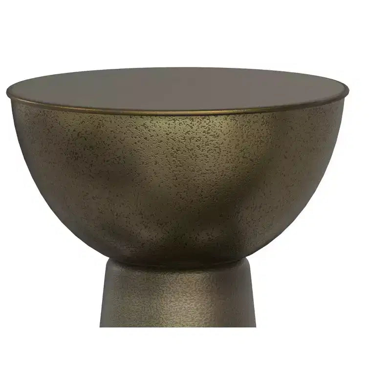 Tavolino laterale in metallo stile moderno contemporaneo, largo 30 cm, oro antico, completamente assemblato